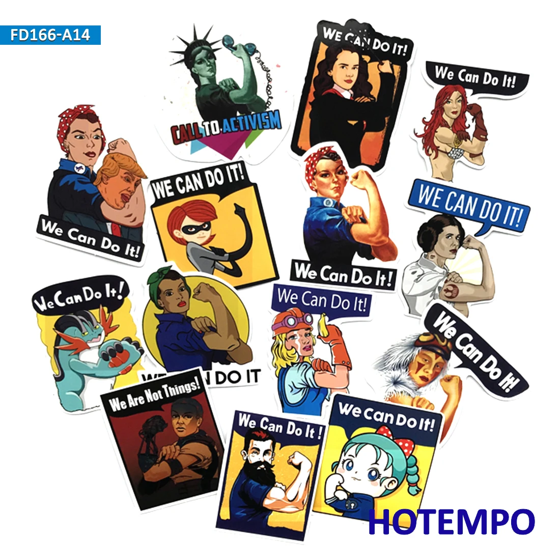 14 шт., винтажные наклейки с надписью «We Can Do It Rosie The Riveter», Ретро стиль, слоган, наклейки для мобильного телефона, ноутбука, багажа, аниме-наклейки