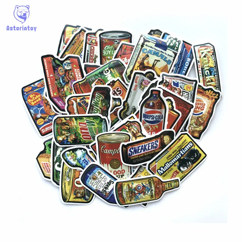 

50pcs/1lot Funny snack packaging Sticker Decal For Car Laptop Bicycle Motorcycle Notebook Waterproof Sticker