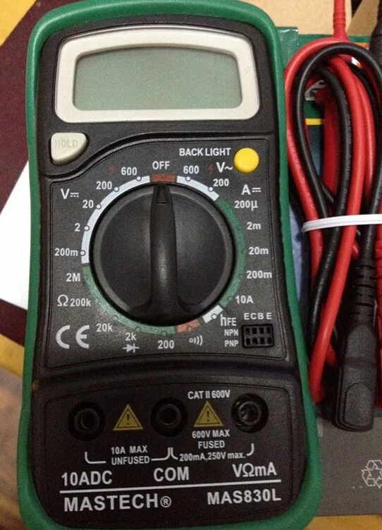 Mastech MAS830L Мини Ручной ЖК-дисплей Цифровой мультиметр DC ток тест er подсветка удержания данных диод непрерывности hFE Тест