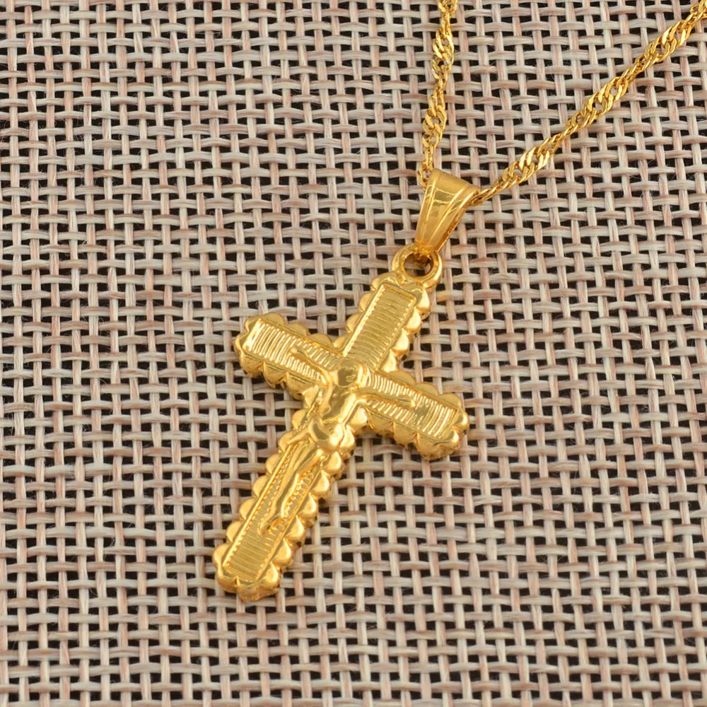 Anniyo очаровательный крестик-кулон ожерелье для женщин золотого цвета Иисус