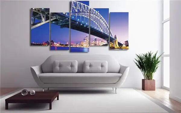 Hd Печать Сиднейский мост ночью Картина на холсте украшение комнаты печать плакат