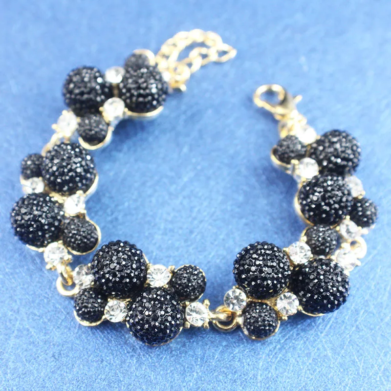 Женский ювелирный комплект колье и серьги золотого цвета с круглыми черными