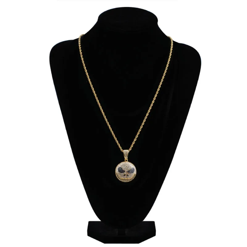 

Fashion jack skellington cartoon pendant European and American Hiphop micro inlaid zircon necklace