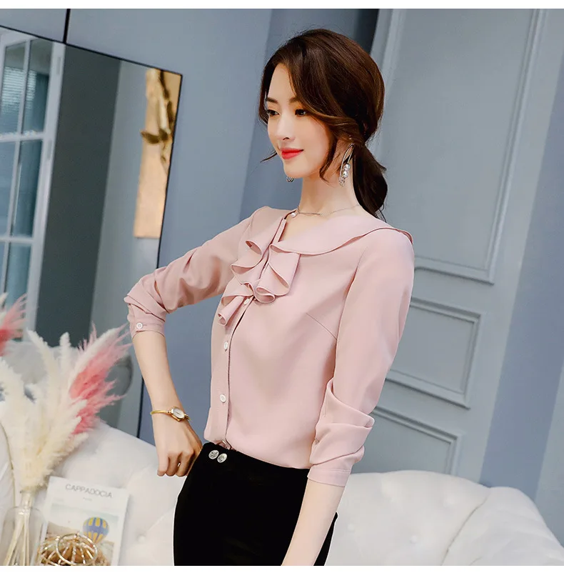 Модные женские блузки 2020 с длинным рукавом Офисная Женская рубашка топы женская