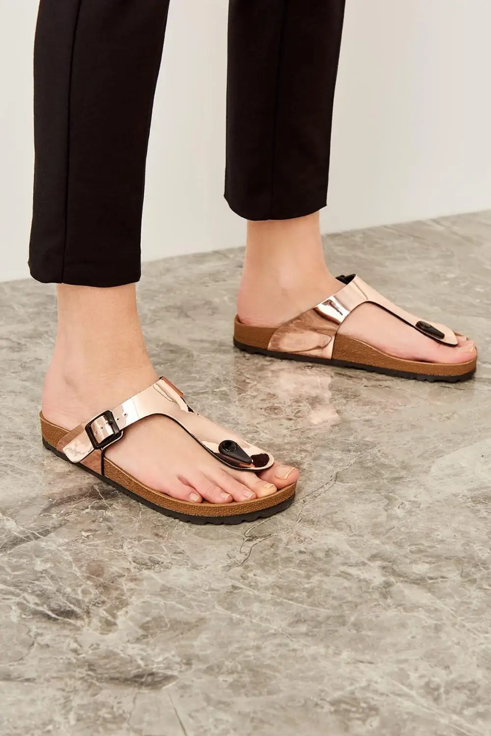 Trendyol серебристые металлические женские тапочки TAKSS19OZ0013|Тапочки| |