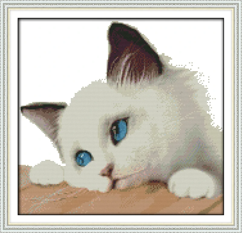 

Joy Sunday animal style Blue cat counted cross stitch patterns free printable for wholesale online store factory sale