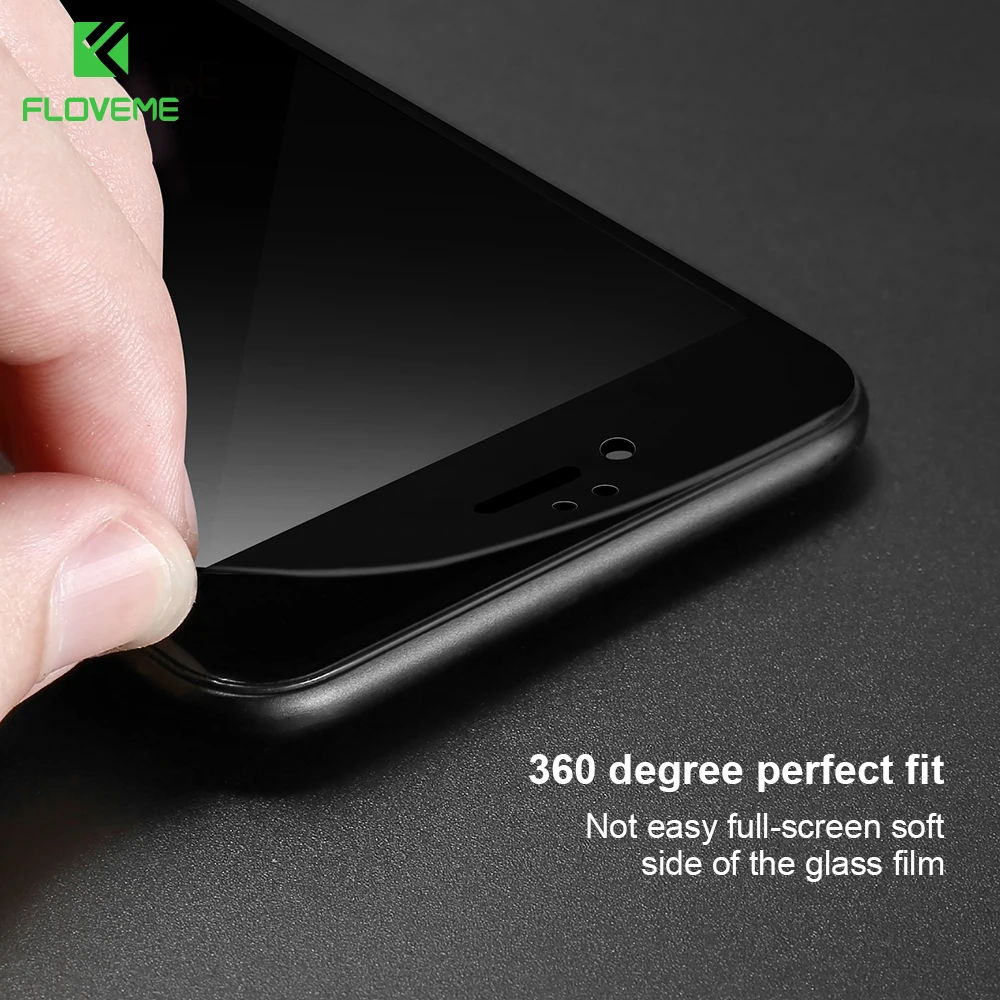 FLOVEME защита для экрана закаленное стекло iPhone 7 6 6S 3D Arc углеродное волокно мягкий