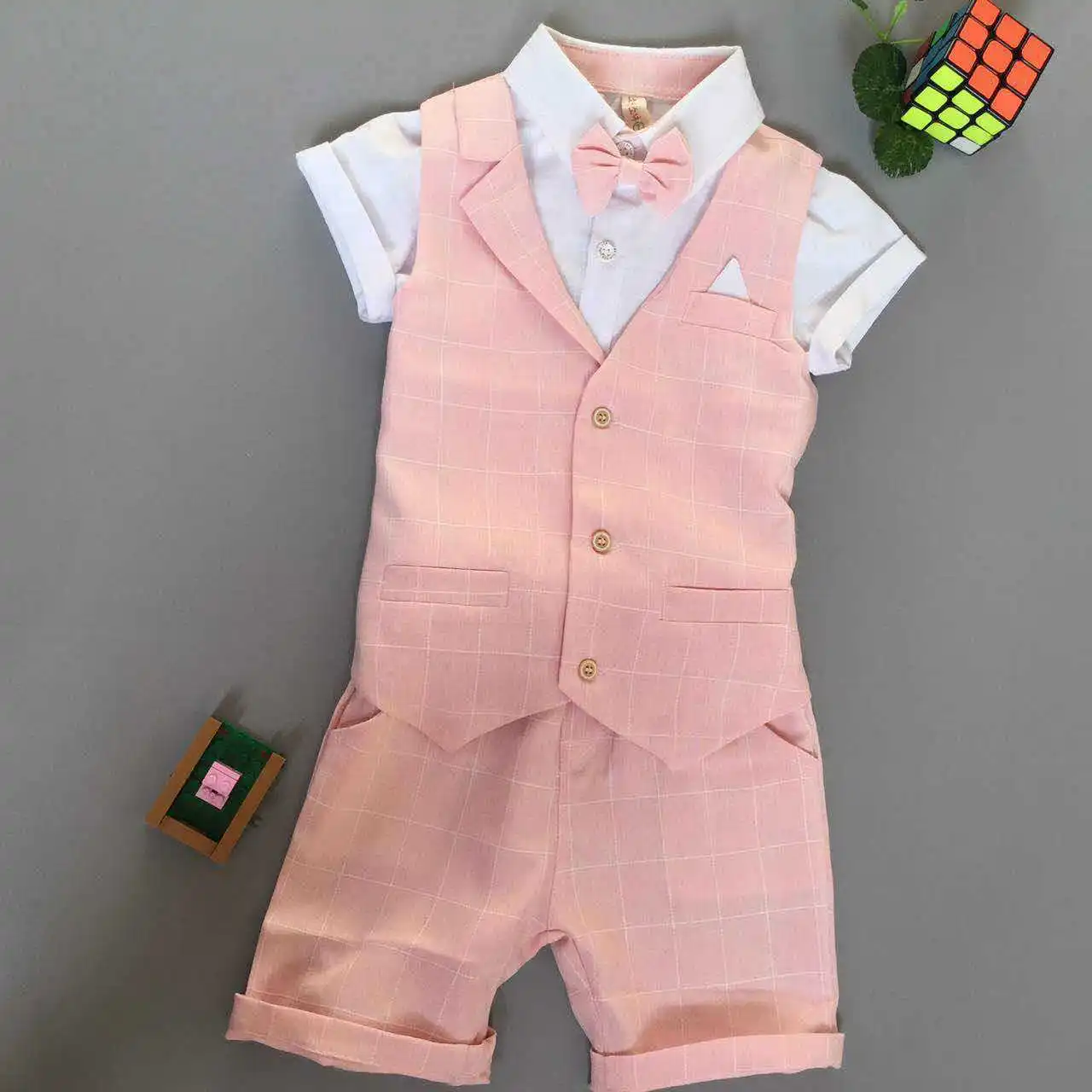 2018 Boys Summer Formal School Suit Baby Kids Anzug Vest Pants Tie 3Pcs Wedding Birthday Party Clothing Set Tracksuit N10 | Детская
