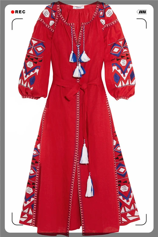 Женское длинное платье в этническом стиле модельное Хлопковое макси с вышивкой и