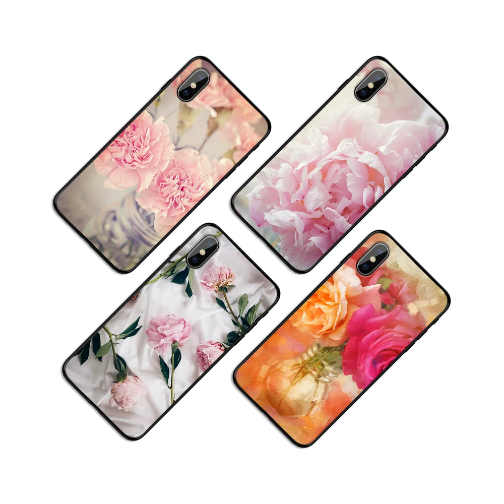 Beautiful rose lily peony vase Soft TPU Case Cover for Apple iPhone 6 6S 7 8 Plus 5 5S SE X XS MAX XR Silicone Cases | Мобильные