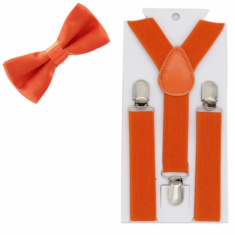 19 dark orange 40 цветов, Детские подтяжки, эластичные регулируемые Y-Back подтяжки, детские галстуки-бабочки для свадебной вечеринки - Цвет: 19 dark orange