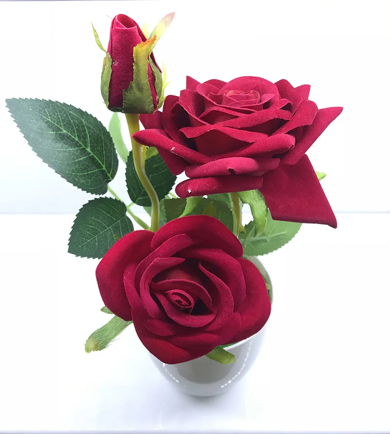 Artificial Rose Fake Plant Potted Flower Vase Bonsai Set Wedding Home Party Desktop Decoration | Дом и сад