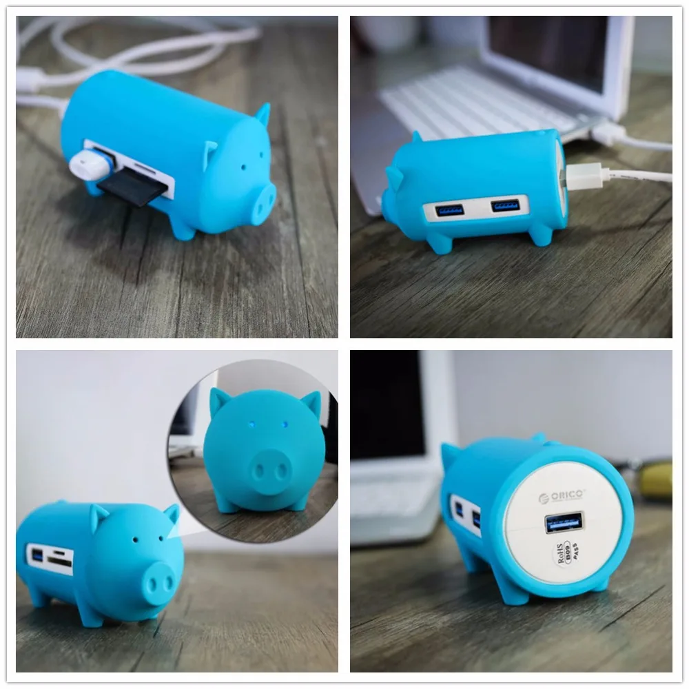 Концентратор ORICO H4018 концентратор Litte Pig с 3 портами и кард ридером TF SD для MacBook Air