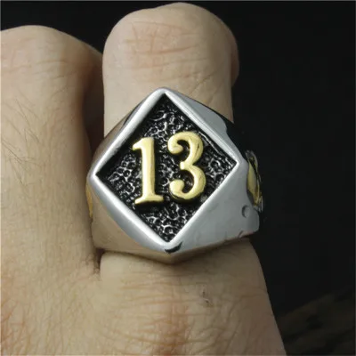 Модные размеры 8 13 байкерские кольца Lucky Number из нержавеющей стали 316L в стиле панк