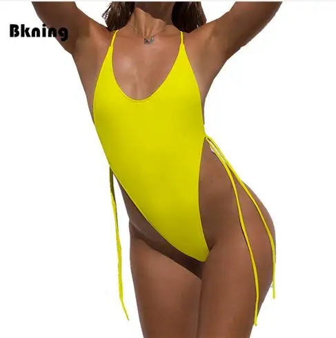 Yellow Bkning, сексуальные стринги, желтые, одноцветные, одежда для плавания для женщин, 1 шт., купальник, 5 цветов, открытая спина, купальный костюм,, пляжный костюм, одежда для плавания, костюмы - Цвет: Yellow