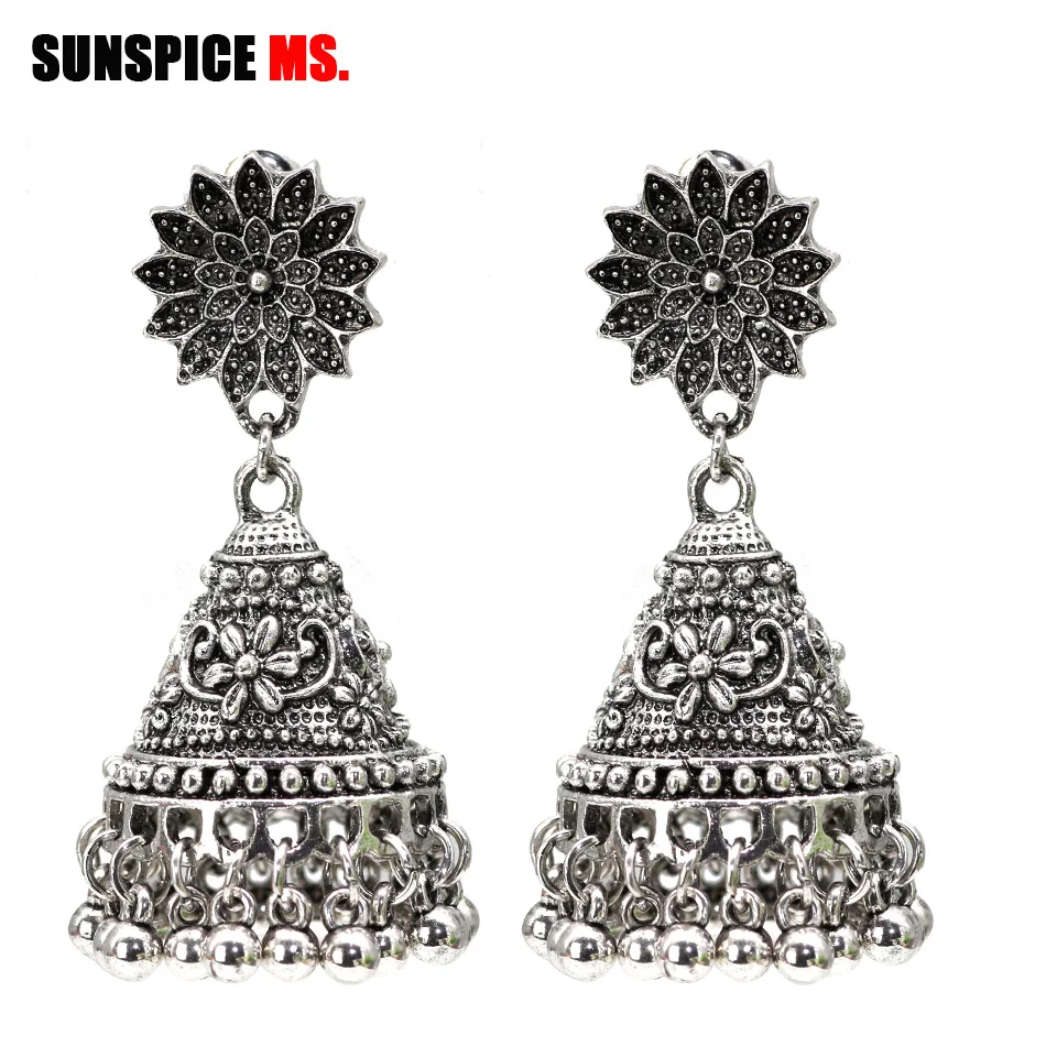 kle015silver SUNSPICE, MS, этнические, индийские, птичья клетка, серьги для женщин, античное золото, серебро, цвет, Египетский, серьги-капли, Ретро стиль, Ретро стиль, бохо, Древние ювелирные изделия - Окраска металла: kle015silver