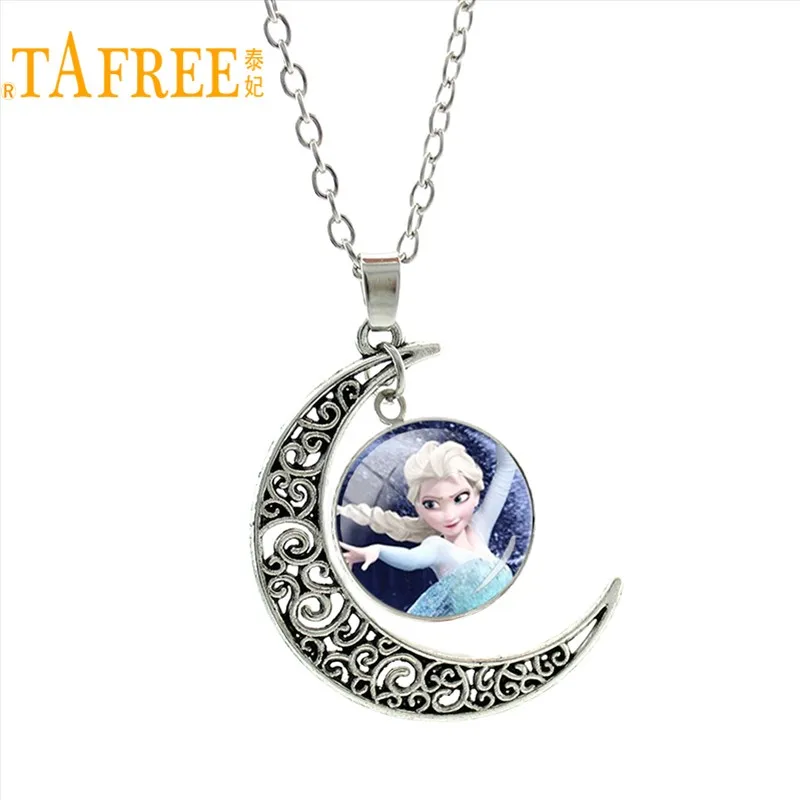 ES131 TAFREE серебро Цвет Moon Европейское ожерелье Стиль Снежная Королева Эльза Анна подвеска принцессы Шарм для Сестра девушки мультфильм подарок ES127 - Окраска металла: ES131