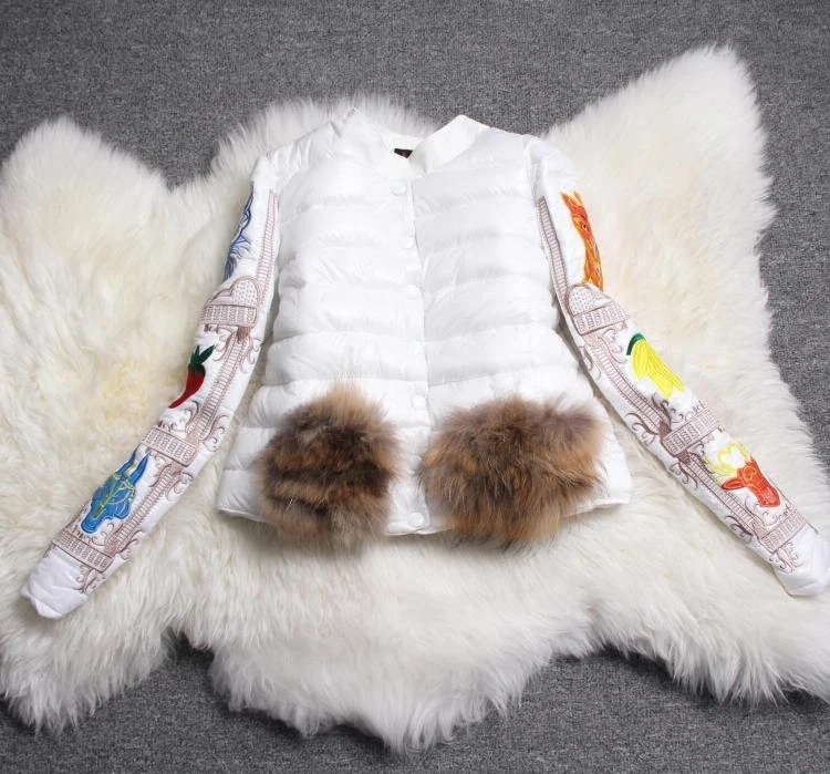 Зимнее теплое пальто толстая хлопковая куртка 2016 женское короткое с вышивкой из