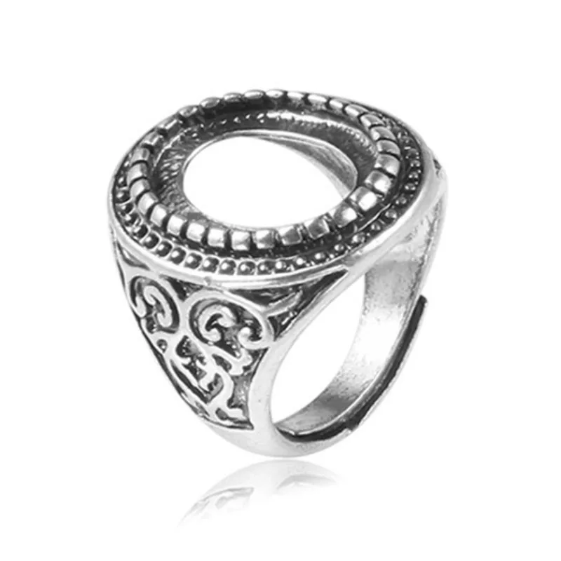 

New Retro Inlaid 12*16mm Beeswax Carved Ancient Unisex Ring Blank