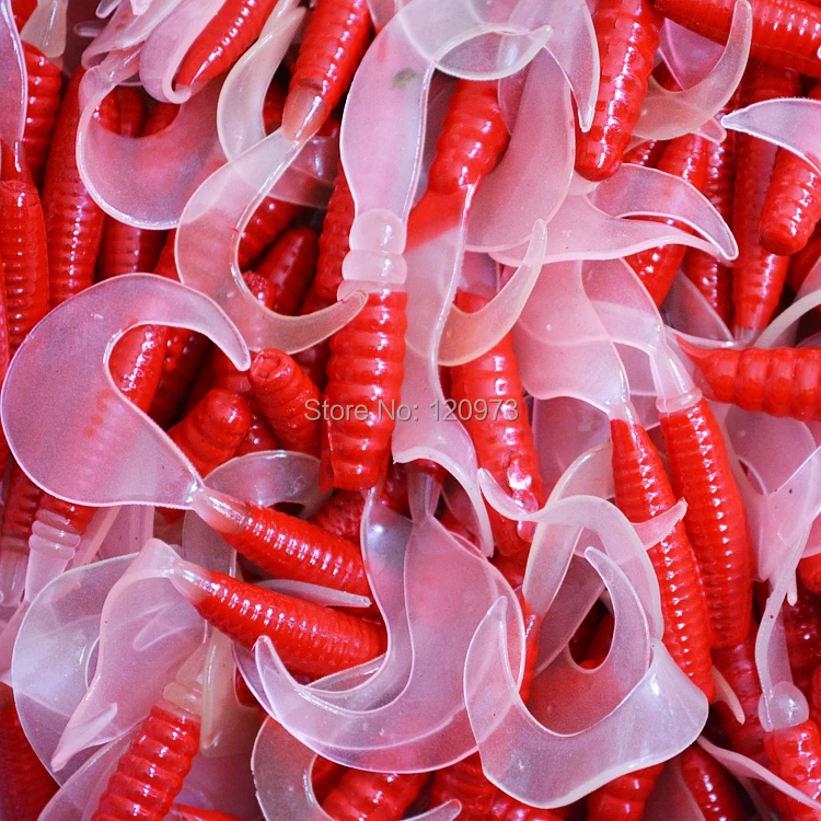 

100pcs/lot 6.5cm / 2.5g Single Tail Soft Worm Grub Worm Maggot Soft Lure Mix Color Swimbait Pesca Artificial Bait