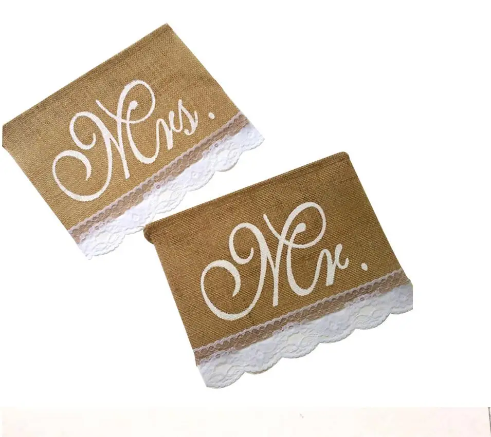 DIY Mr Mrs Burlap Bunting Vintage Rustic Wedding Banner Garland Party Flags Decoration Favors Cake Decor Accessories |