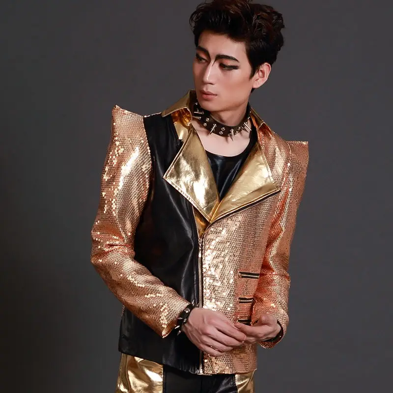 Костюм для сцены мужской костюм блейзер с блестками куртка модная выпускного