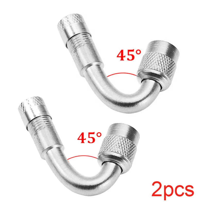 Silver 45 Degree 2 шт Мотоцикл 45 90 135 градусов угол согнутый Клапан адаптер шины трубка клапан удлинитель адаптер для грузовика автомобиль мото велосипед - Цвет: Silver 45 Degree
