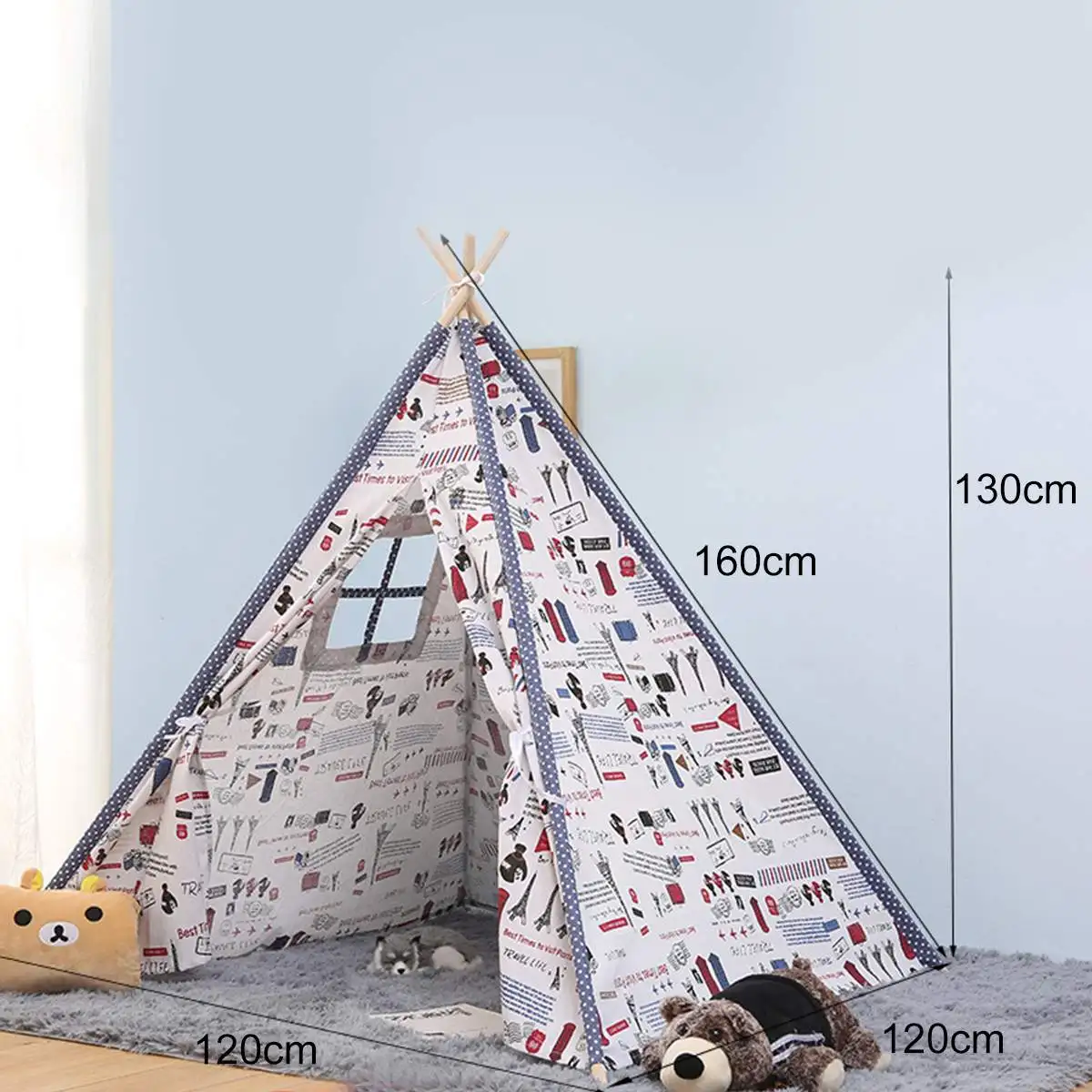 Flower Color 5 Тип большая палатка teepee дети хлопок холст ролевые игры дом мальчик девочки Wigwam подарок игровой дом Индия палатка-вигвам - Цвет: Flower Color