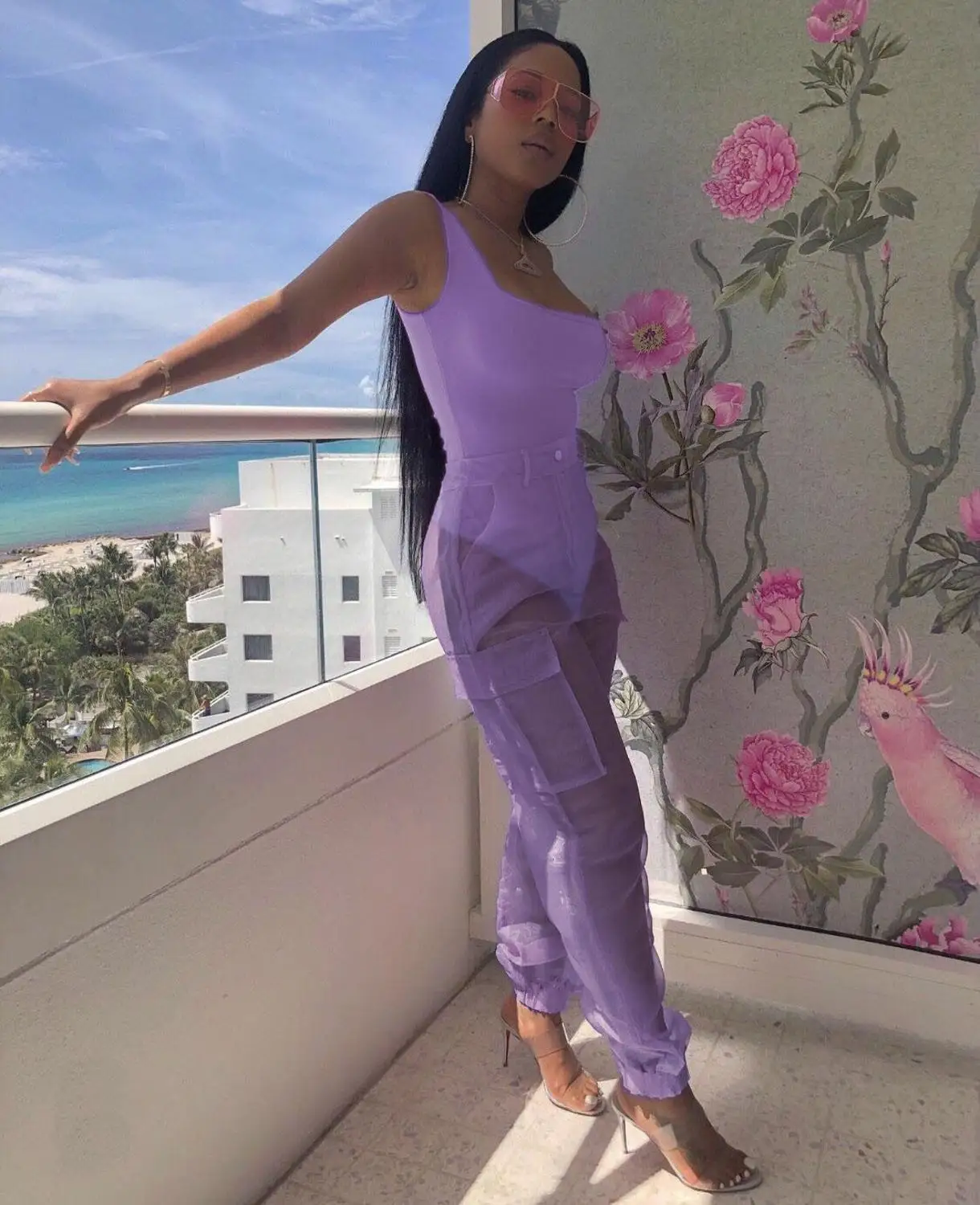 Флуоресцентный зеленый без бретелек Боди Комплект из двух предметов Женские