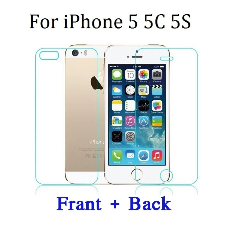 2 шт передняя + задняя 9H закаленное стекло для iphone X 10 Ten 5 5S SE 6 6S 7 Plus защитная пленка