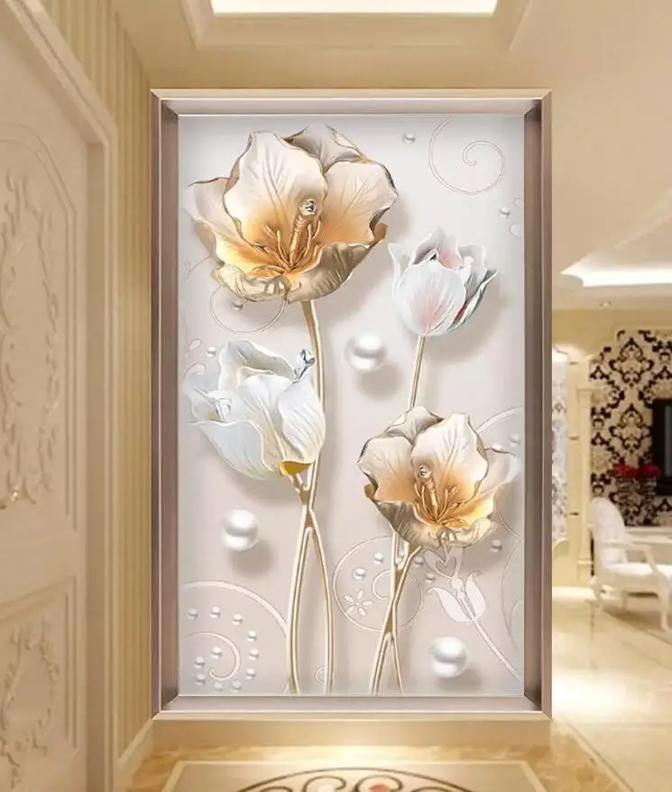 Настенные 3D обои на заказ объемный тюльпан рельефное украшение крыльцо цветок