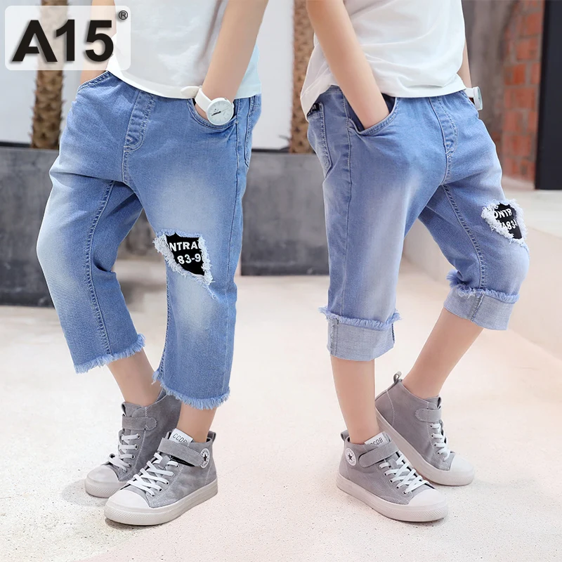A15 штаны для мальчиков короткие 2019 летние футболки с Повседневное брюки детей