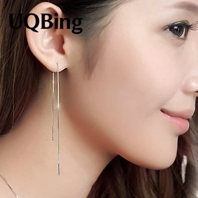 2016 новый дизайн 925 Стерлинговое серебро серьги с кисточками длинные для женщин