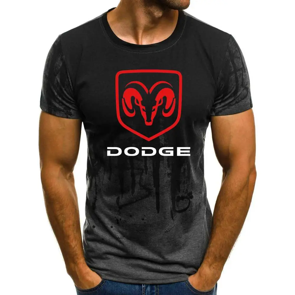 Мужская футболка с коротким рукавом Dodge с логотипом автомобиля, летняя повседневная хлопковая Футболка с градиентом, модная футболка в стиле хип-хоп Harajuku, Мужская брендовая футболка