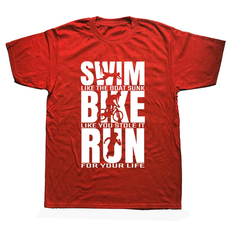 Триатлон Триатлет Runninger Swimmings Bikings забавная Футболка мужская летняя с коротким рукавом Уличная футболка хлопок футболки черный