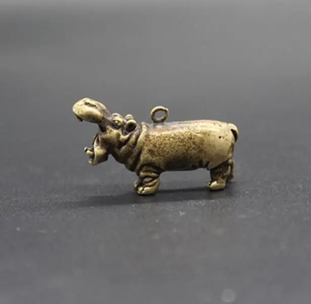 Copper Statue Chinese Pure brass hippopotamus small pendant | Дом и сад