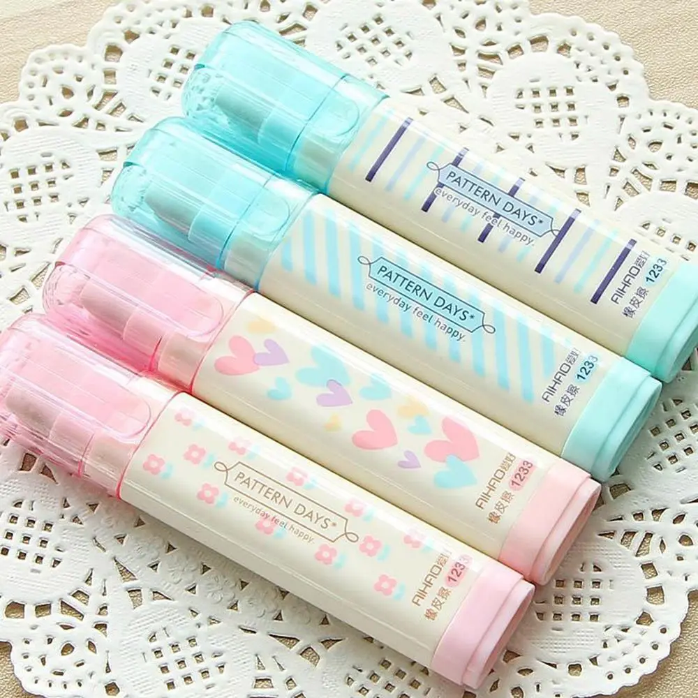 

Cute Kawaii Heart Flower Rubber Erasers Lovely Stripe Pencil Eraser Kids Gift Easy Use School Office Supplies