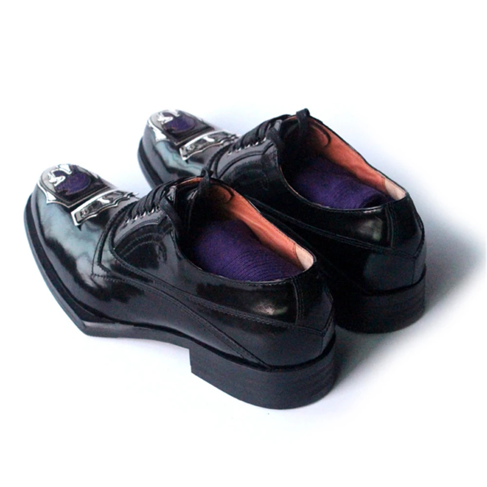 Мужские классические кожаные туфли ручной работы с геометрической вышивкой на