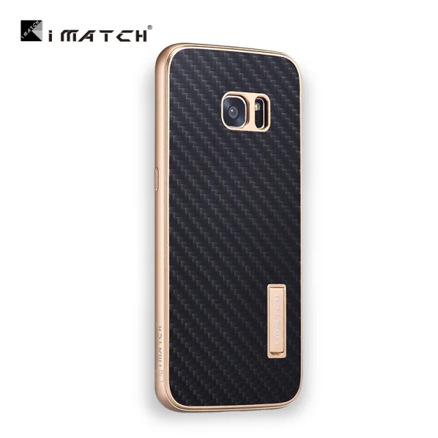 gold bumper black Мода металлический корпус для Samsung Galaxy S7/S7 край крышки Элитная углерода Волокно Телефонные Чехлы для Samsung Galaxy S7 край Fundas - Цвет: gold bumper black