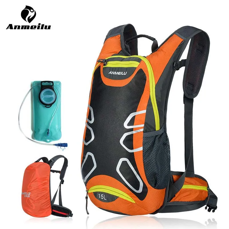 Orange n water bag ANMEILU, уличные спортивные сумки, походные сумки, сумки для альпинизма, велосипедная сумка, рюкзак для путешествий, дождевик, бесплатный подарок, дополнительно, 2л, сумка для воды - Цвет: Orange n water bag