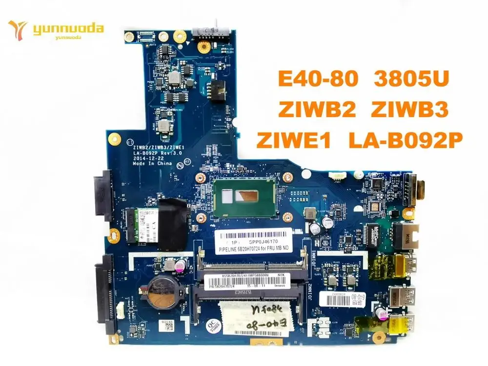 Оригинальный Для Lenovo E40 80 Материнская плата ноутбука 3805U ZIWB2 ZIWB3 ZIWE1 LA B092P