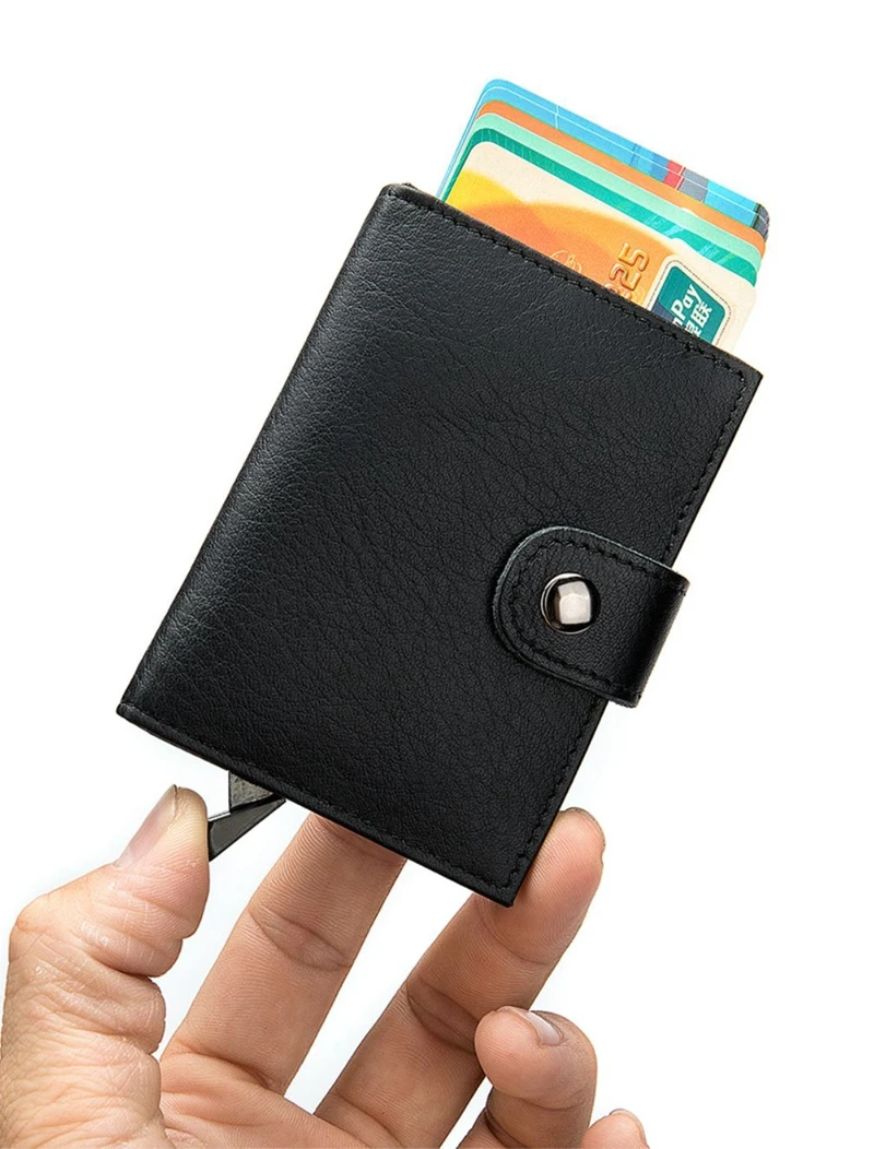 Натуральная кожа кредитный держатель для карт s Чехол Анти протектор RFID Кошелек Алюминиевый мужской женский металлический Банк бизнес ID держатель для карт