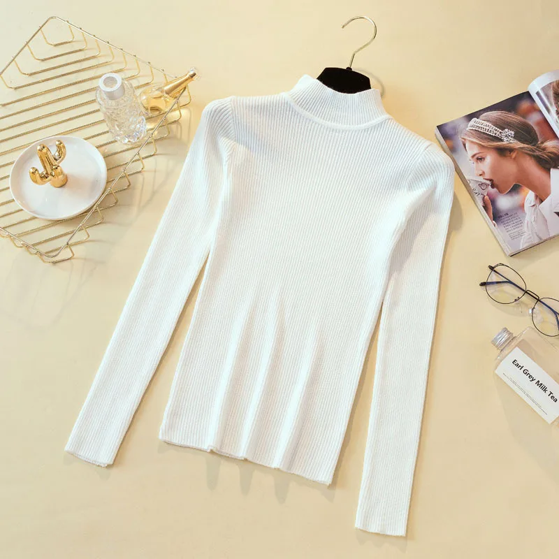 2019 двухслойный вырез сплошной цвет полувырез свитер пуловер рубашка женская с