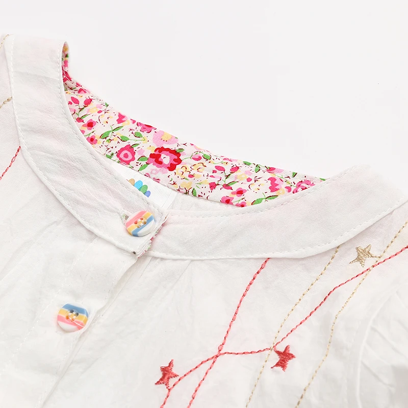 Белый цветок Вышивка наряды топ платье блузка детская Одежда для маленьких