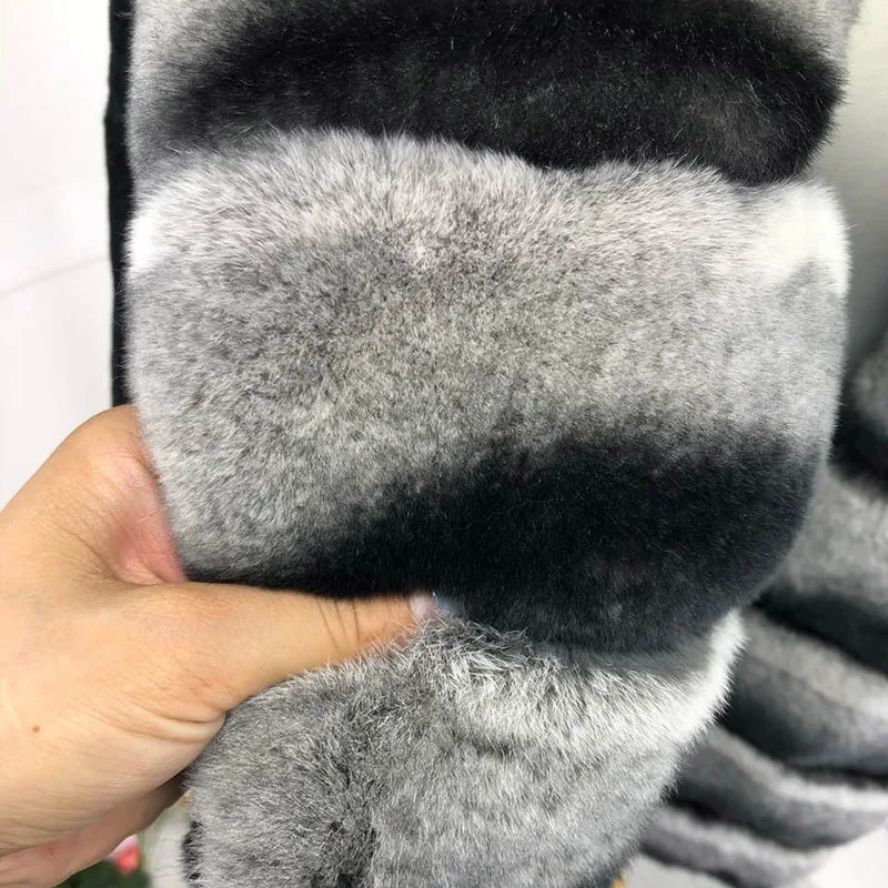 

Tatyana Furclub Real Fur Coat With Fox Fur Collar 2021 Winter Long Jacket Natural Rex Rabbit Fur Coats Women Outwear Slim Casual