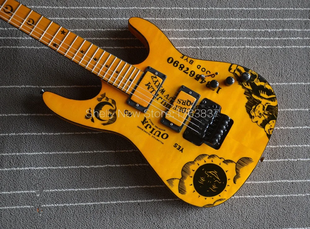 Shelly магазин фабрика на заказ желтый/белый Ouija Черный переплет floyd rose sun горная электрогитара музыкальный инструмент магазин