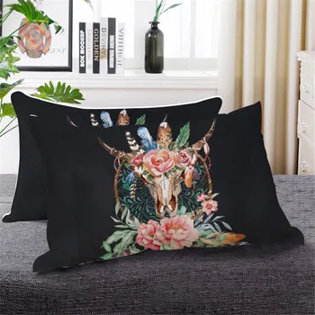 BlessLiving Buffalo Skull Down Alternative Bed Pillow Circles Bedding 1-Piece Chic Colorful Decorative Sleeping Pillow 2