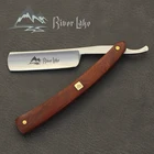 Бритва для парикмахеров River lake, набор для бритья, прямая бритва, ручная бритва, деревянная ручка, кожаный бритвенный, ручная работа