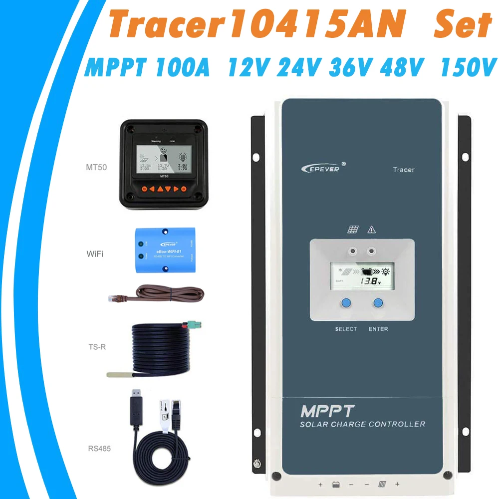 Контроллер солнечного заряда EPever MPPT 100A 12V 24V 36V 48V для максимальной 150V панели