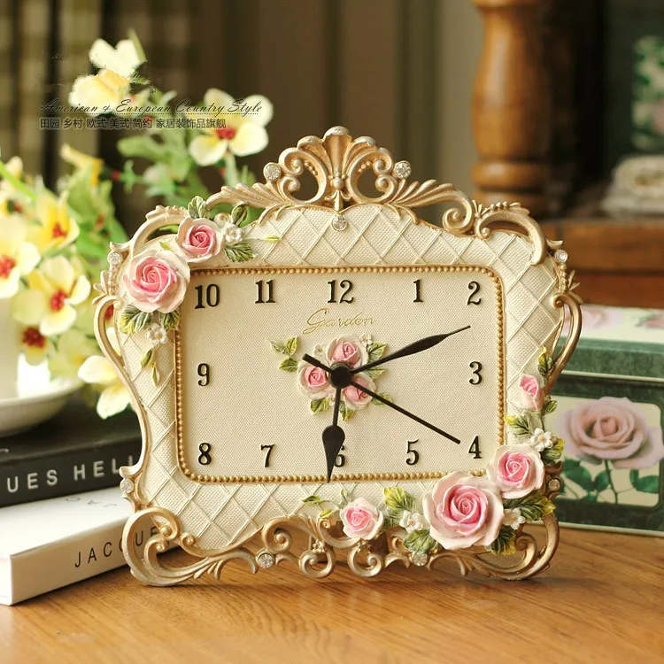 Бесшумные часы рамка розы из полимерной смолы творческие настольные украшения